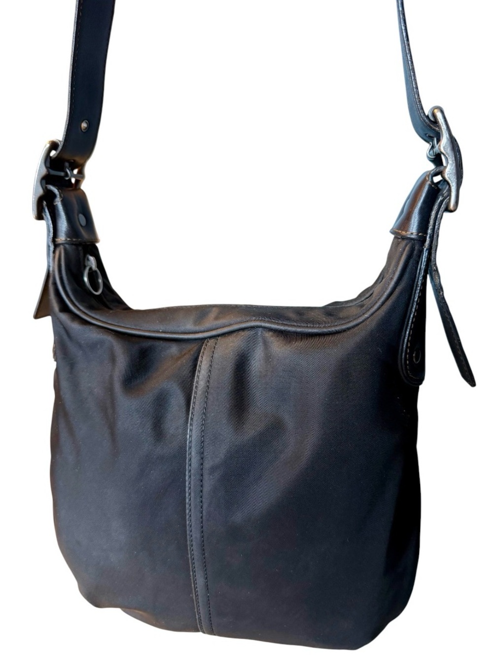 Vintage Y2K Coach Black Nylon Leather Shoulder Crossbody Bag Purse 6670